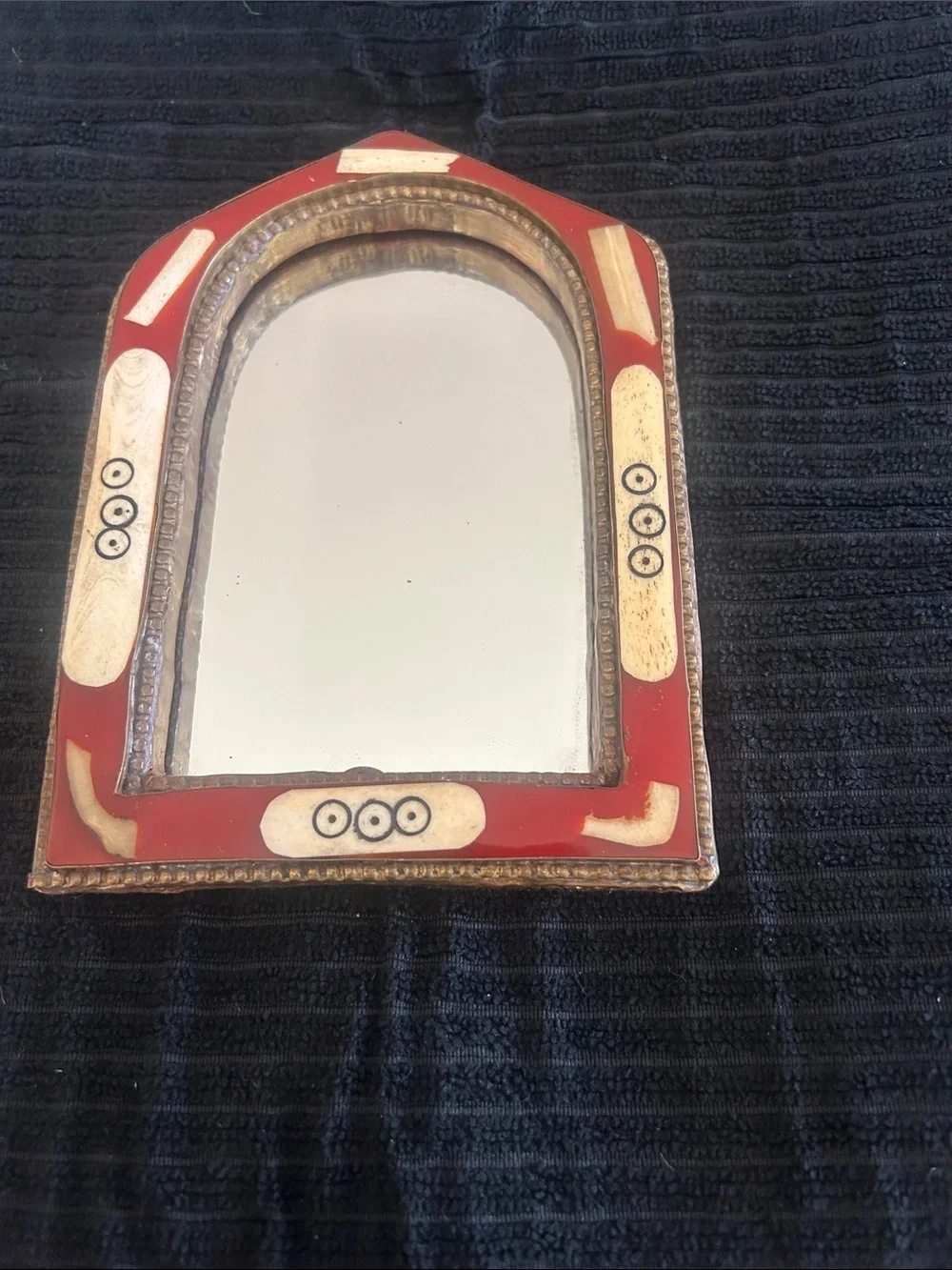 Handcrafted Red and Gold Decorative Wall Mirror